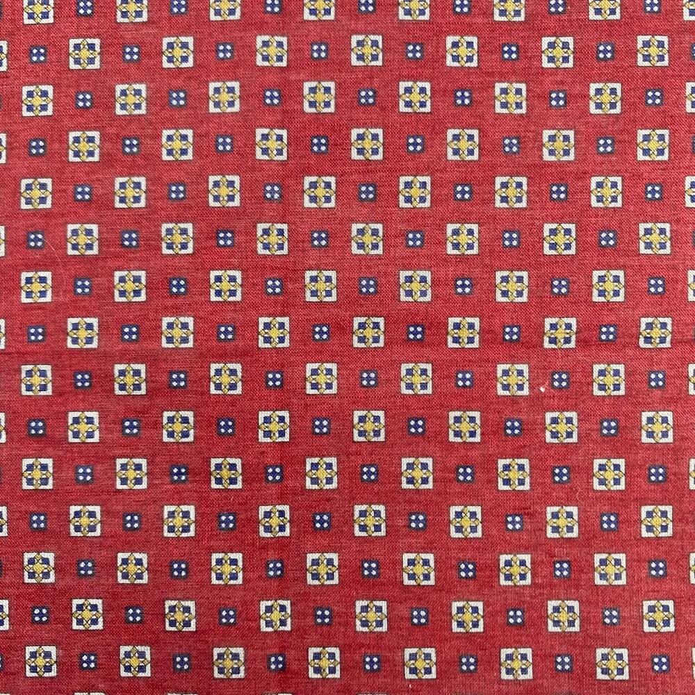 YVES SAINT LAURENT YSL Handkerchief Bandana Scarf Pocket Square Red Blue - Picture 5 of 5